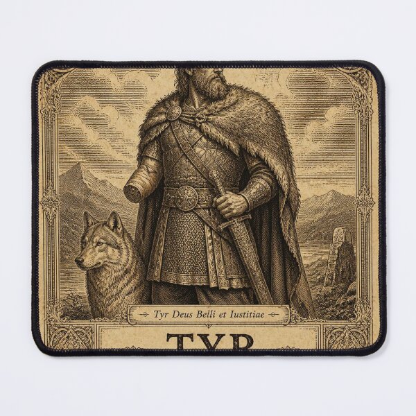 Item preview, Tyr Norse Mythology - Ivory Vintage Viking Engraving Art designed and sold by SunnyDesign82.