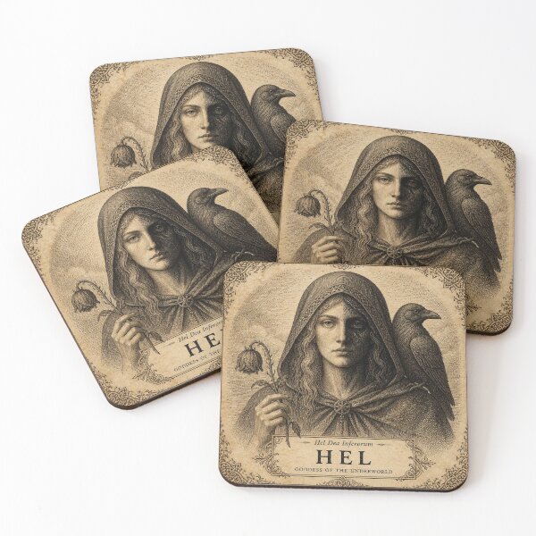 Item preview, Hel Norse Mythology - Ivory Vintage Viking Engraving Art designed and sold by SunnyDesign82.