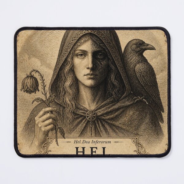 Item preview, Hel Norse Mythology - Ivory Vintage Viking Engraving Art designed and sold by SunnyDesign82.