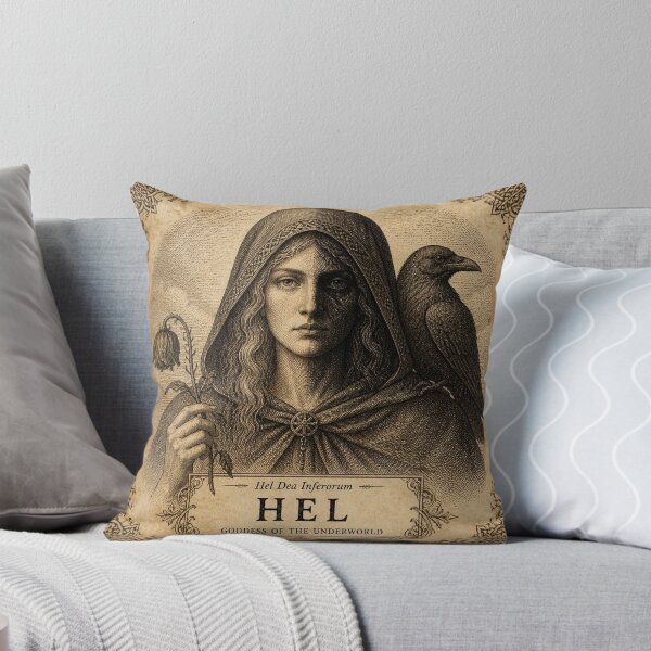 Item preview, Hel Norse Mythology - Ivory Vintage Viking Engraving Art designed and sold by SunnyDesign82.