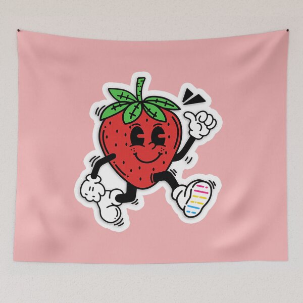 Item preview, pansexual lgbt pride strawberry cartoon colorful fruit designed and sold by Kyna Arts.