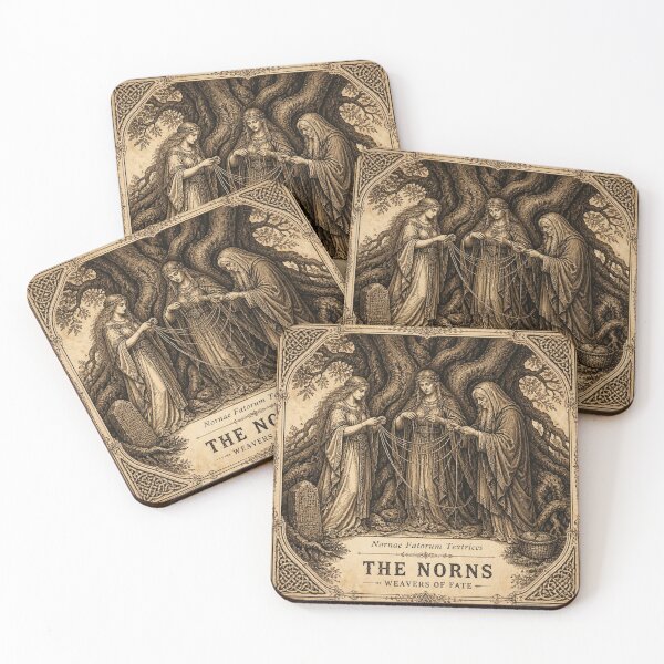 Item preview, The Norns Norse Mythology - Ivory Vintage Viking Engraving Art designed and sold by SunnyDesign82.