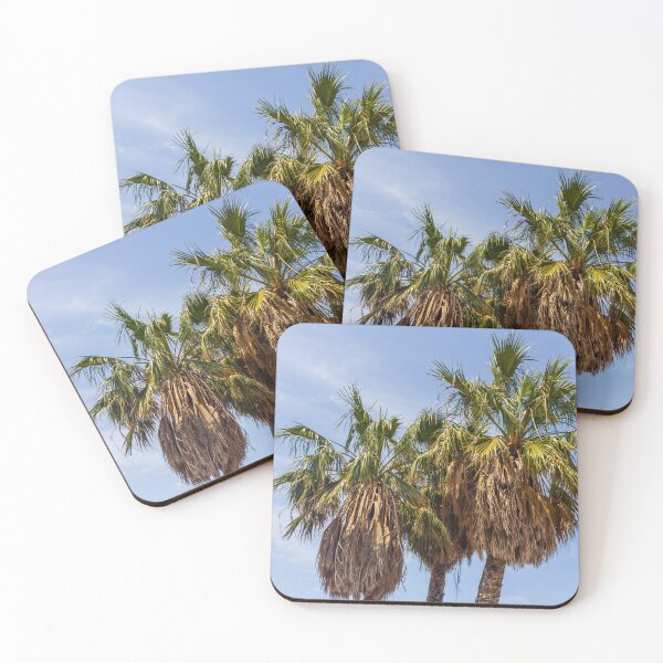 Item preview, Three Palm Trees With Dried Fronds Against A Clear Blue Sky On Sunny Day designed and sold by Nmallia.