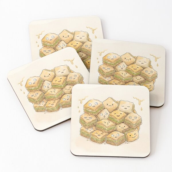 Item preview, Cute Baklava Pile Kawaii Middle Eastern Dessert designed and sold by DuckOddity.