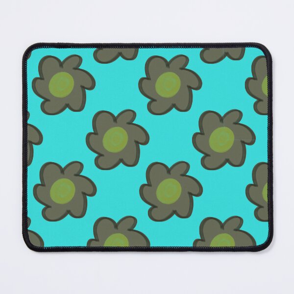 Item preview,  Retro 70s Floral Pattern - Olive Green Flower Power on Turquoise designed and sold by CaramelCo.