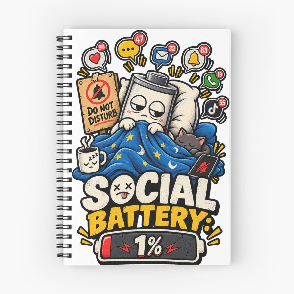 Aperçu de l'œuvre Redbubble - Batterie Sociale 1 % – Batterie Sourdine Drôle pour Introvertis - Ne pas déranger créée et vendue par NarpLTD.
