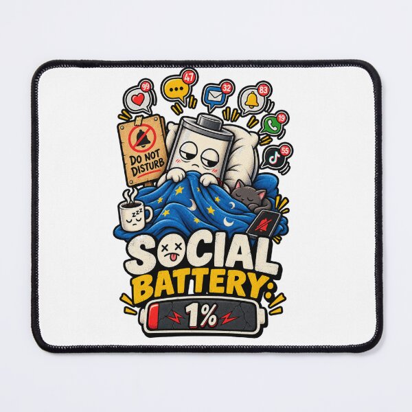 Item preview, Redbubble Title Social Battery 1% – Funny Introvert Do Not Disturb Sleepy Battery designed and sold by NarpLTD.