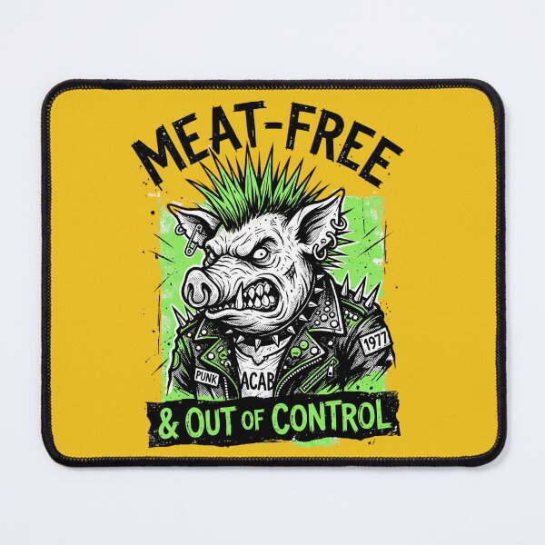 Item preview, Meat-Free Punk Pig Vegan Funny Quote Studded Jacket designed and sold by CoffeeAndChao.