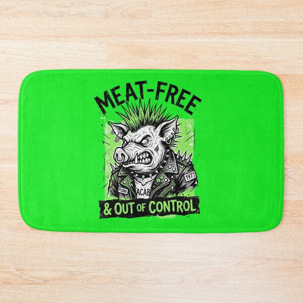 Item preview, Meat-Free Punk Pig Vegan Funny Quote Studded Jacket designed and sold by CoffeeAndChao.