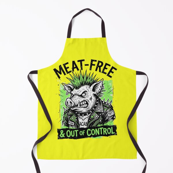Item preview, Meat-Free Punk Pig Vegan Funny Quote Studded Jacket designed and sold by CoffeeAndChao.