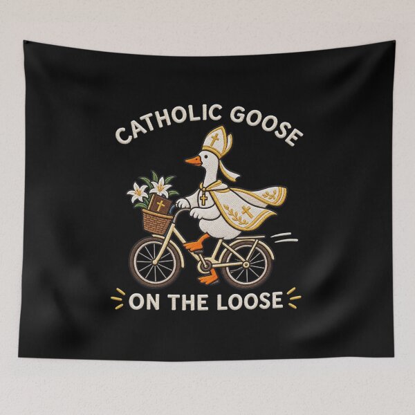 Item preview, Catholic Funny, Religious Silly Goose, Franciscan, Catholic Gift, Youth Group, Vatican Flag designed and sold by Quiajia.