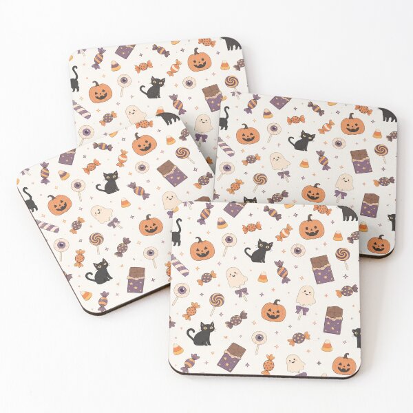 Item preview, Cute Kawaii Halloween Pattern | Spooky Candy & Cat Floral designed and sold by itxelaraStudio.