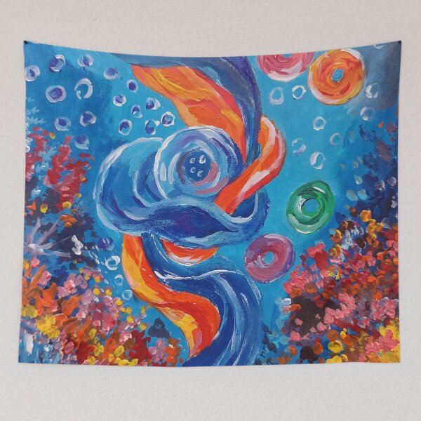 Item preview, Abstract Ocean Waves and Colorful Coral Garden Painting. designed and sold by fbtrisha.