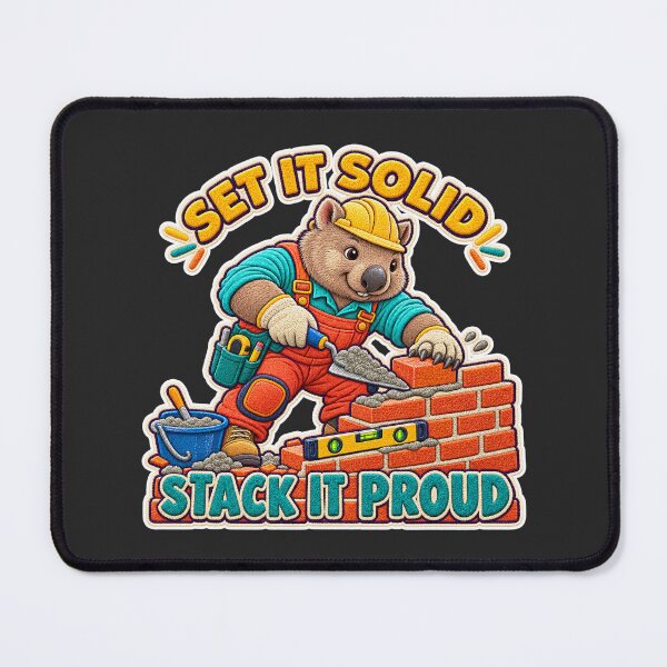 Item preview, Labor Day Wombat Bricklayer – Set It Solid Stack It Proud Embroidery Design designed and sold by Jaani-T.
