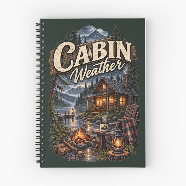 Item preview, Cabin Weather – Vintage Rainy Forest Cabin Art designed and sold by WILDWOOD RELICS.