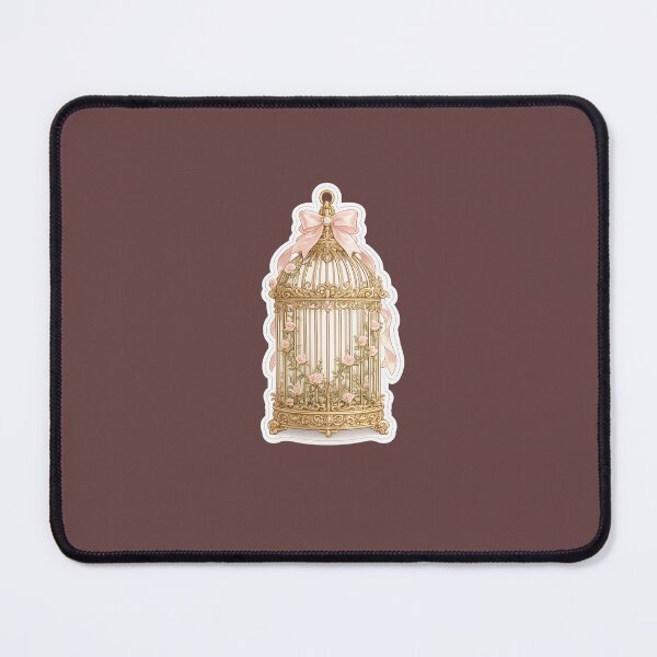 Item preview, Vintage Rose Birdcage Sticker | Pink Bow & Antique Gold Coquette Aesthetic designed and sold by PawsAndpetalstudio.