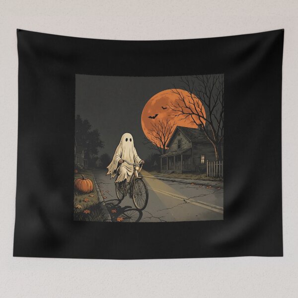 Item preview, funny Vintage Spooky Ghost Bike Ride Halloween gift designed and sold by Amzkao.