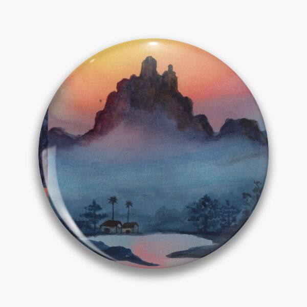 Item preview, The River Led Us Home, Sunset Mountain Watercolour designed and sold by ArithraStudio.