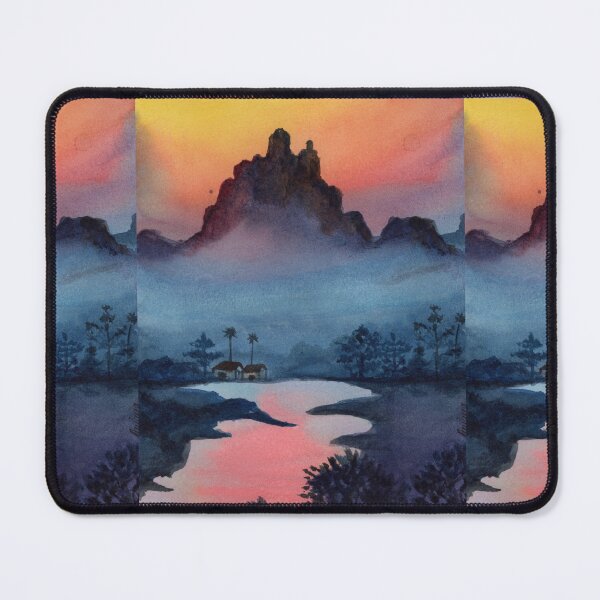 Item preview, The River Led Us Home, Sunset Mountain Watercolour designed and sold by ArithraStudio.