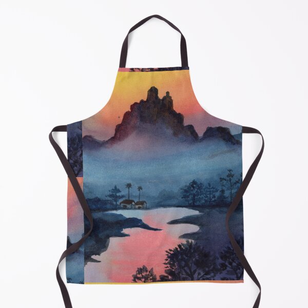 Item preview, The River Led Us Home, Sunset Mountain Watercolour designed and sold by ArithraStudio.