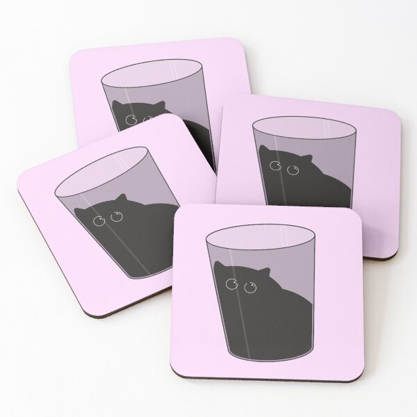 Item preview, black cat in a glass boba chibi cute rounded whimsical twee design #2 designed and sold by Kyna Arts.