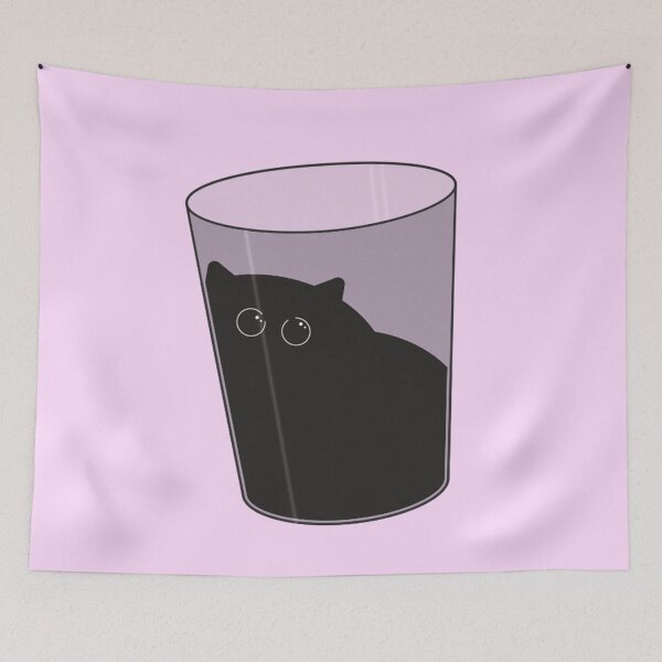 Item preview, black cat in a glass boba chibi cute rounded whimsical twee design #2 designed and sold by Kyna Arts.