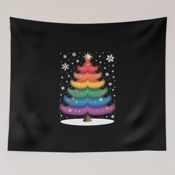 Item preview, Rainbow Christmas Tree with Snowflakes designed and sold by jkrphoto.