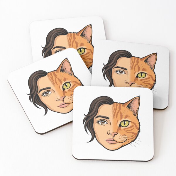 Item preview, Half Human Half Cat Face - Seamlessly Blended Graphic - Surreal Cat Lover Design designed and sold by Csaba1983.