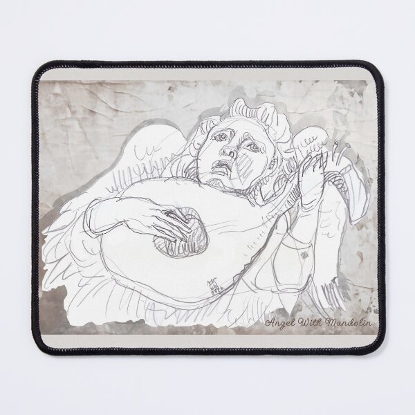 Item preview, Musical Angel with Mandolin (Original Crayon Drawing by ACCI) designed and sold by VanyssaGraphics.