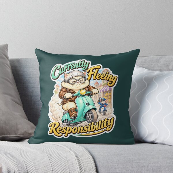 Item preview, Currently Fleeing Responsibility – Grumpy Cat Scooter Chase designed and sold by LakeshoreLegendsAndLight .