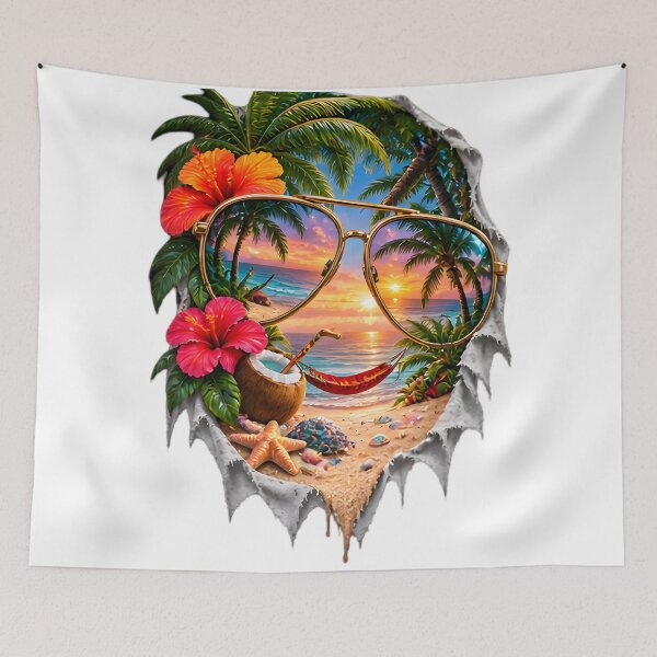 Item preview, 3D Tropical Beach Sunglasses Escape designed and sold by AI-Only Creations.