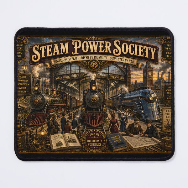 Item preview, Steam Power Society – Vintage Railway Heritage & Steam Train Poster designed and sold by ASABCreative.