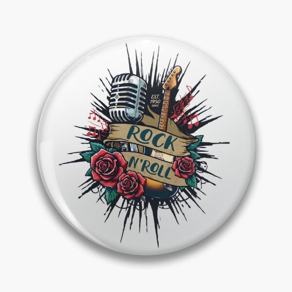 Item preview, Vintage Rock 'N' Roll Music Emblem with Electric Guitar and Roses designed and sold by interdesigner.
