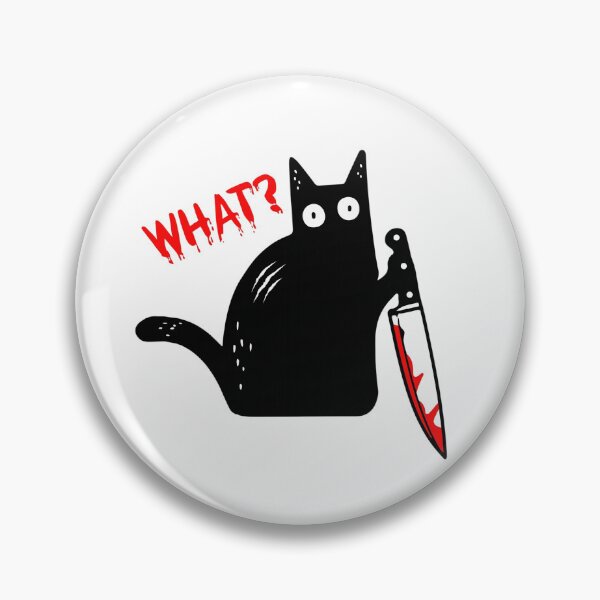 Item preview, What? Funny Black Cat Holding a Bloody Knife designed and sold by Shopeon Designs.
