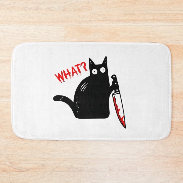 Item preview, What? Funny Black Cat Holding a Bloody Knife designed and sold by Shopeon Designs.