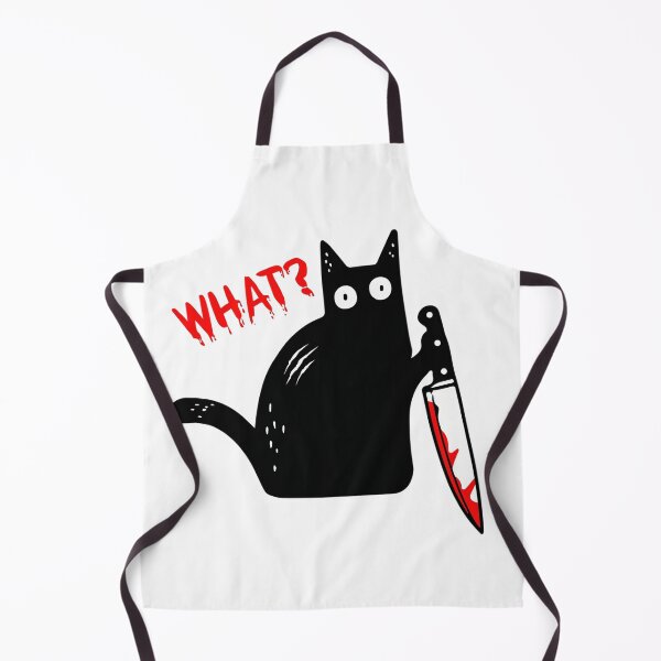 Item preview, What? Funny Black Cat Holding a Bloody Knife designed and sold by Shopeon Designs.