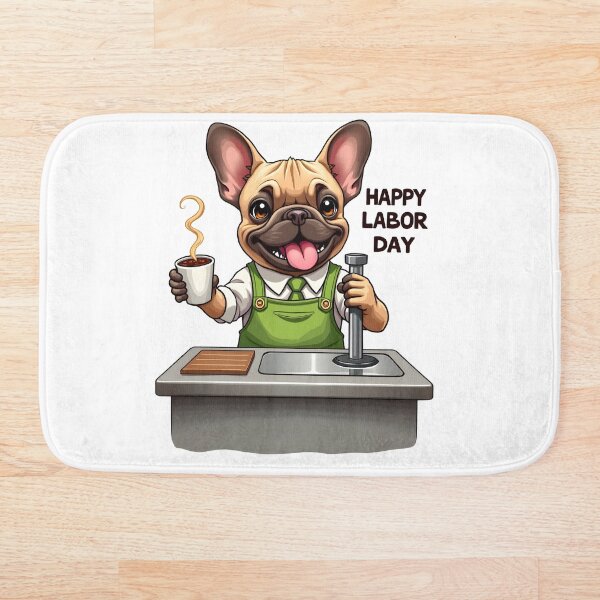 Item preview, HAPPY LABOR DAY FRENCH BULLDOG BARISTA ART designed and sold by PawsStudioAU.