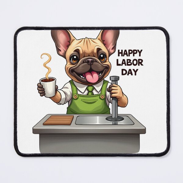 Item preview, HAPPY LABOR DAY FRENCH BULLDOG BARISTA ART designed and sold by PawsStudioAU.