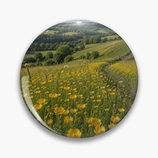 Item preview, Buttercup Meadow and Rural Footpath in the Surrey Hills England designed and sold by ThatSurreyLife.