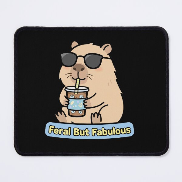 Item preview,  Feral But Fabulous Capybara - Cute Iced Coffee Aesthetic Sticker designed and sold by Fulaly.