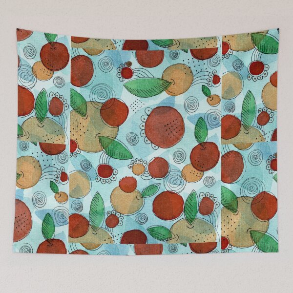 Item preview, The Orchard Has Its Own Rhythm, Folk Botanical Watercolour designed and sold by ArithraStudio.