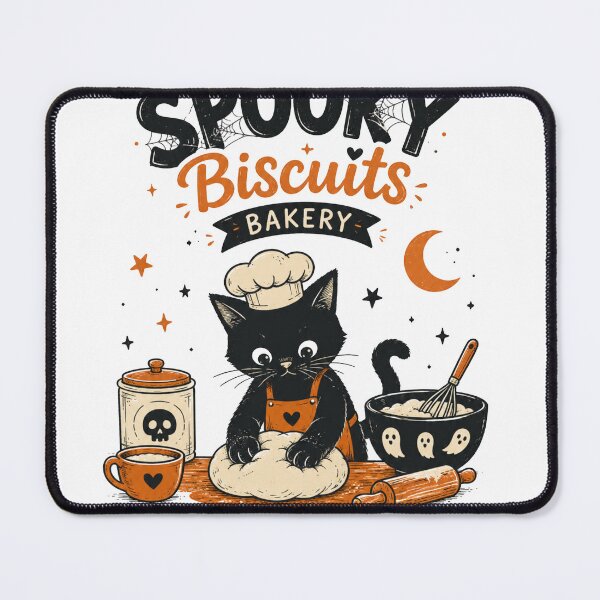 Item preview, Spooky Biscuits Bakery Black Cat Baking Halloween T Shirt Design designed and sold by ucpstudio.