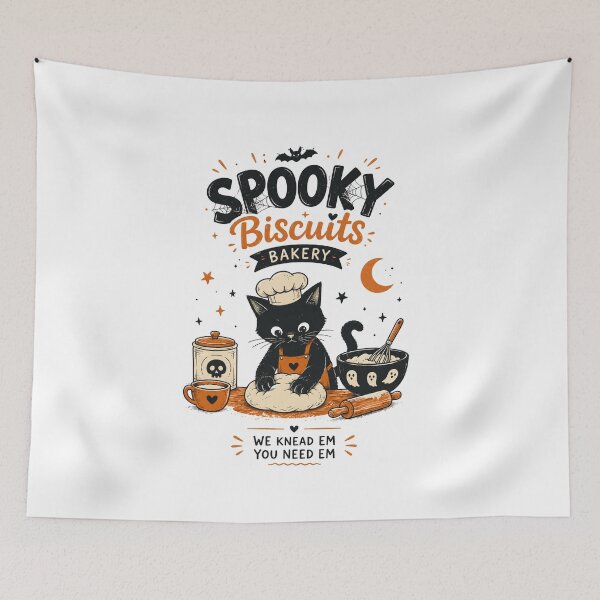 Item preview, Spooky Biscuits Bakery Black Cat Baking Halloween T Shirt Design designed and sold by ucpstudio.