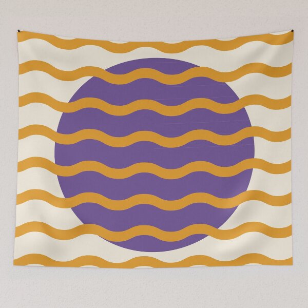 Item preview, Retro Wavy Pattern Dusty Purple & Golden Orange Groovy Abstract Design designed and sold by nineFlorals.