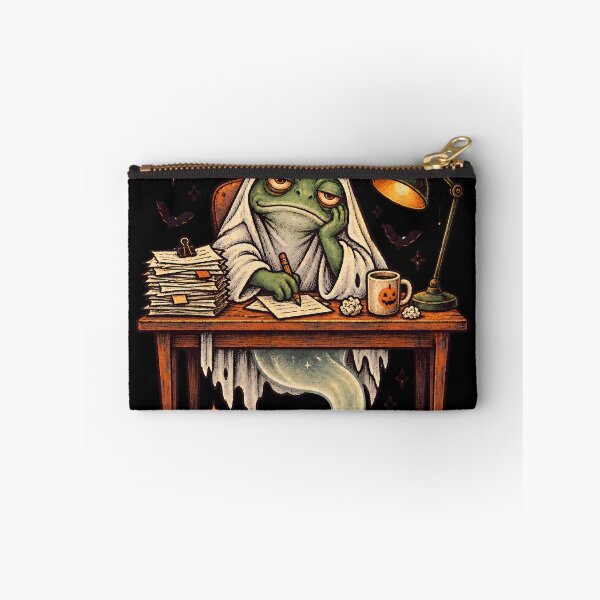 Item preview, Dead Tired Still Haunted – Grumpy Ghost Frog Halloween Office Humor designed and sold by Ajdaprint.