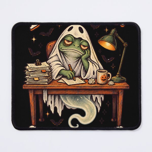 Item preview, Dead Tired Still Haunted – Grumpy Ghost Frog Halloween Office Humor designed and sold by Ajdaprint.
