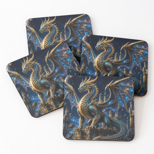 Item preview, Cosmic Dragon – Epic Golden & Blue Space Dragon designed and sold by ZYVARENNE.