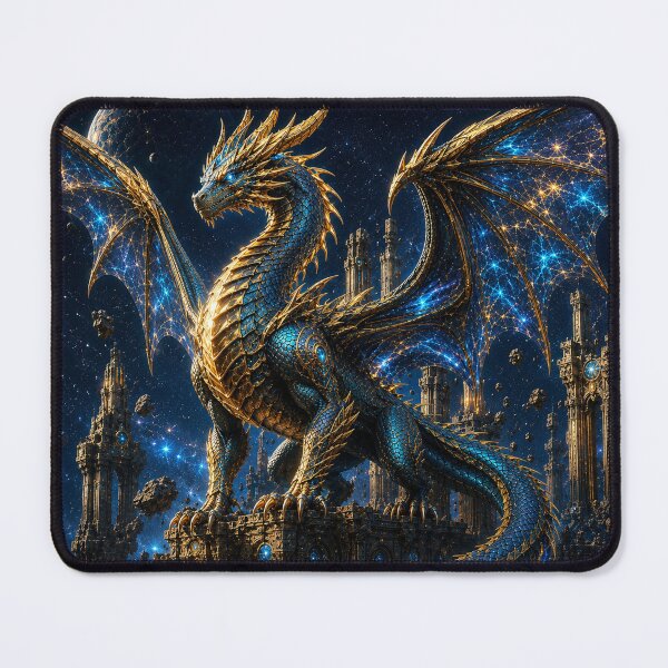 Item preview, Cosmic Dragon – Epic Golden & Blue Space Dragon designed and sold by ZYVARENNE.