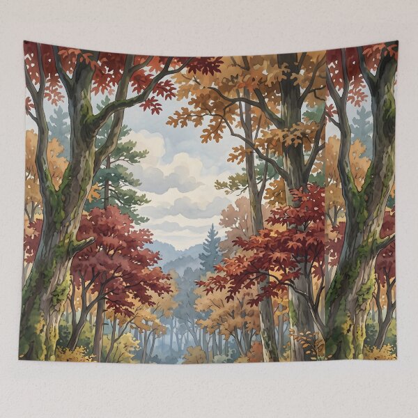 Item preview, 80s Retro Anime Forest Landscape | Autumn, Fall designed and sold by Animania-AnimeS.