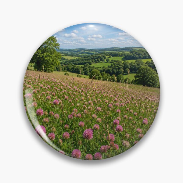 Item preview, Pink Clover Meadow Under Blue Summer Sky in English Countryside designed and sold by ThatSurreyLife.